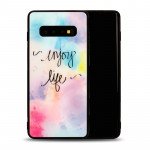 Wholesale Galaxy S10+ (Plus) Design Tempered Glass Hybrid Case (Enjoy Life)